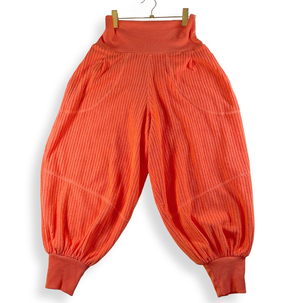 Free People FP Movement Take A Hike Harem Pants XS Coral Ribbed Cargo Joggers